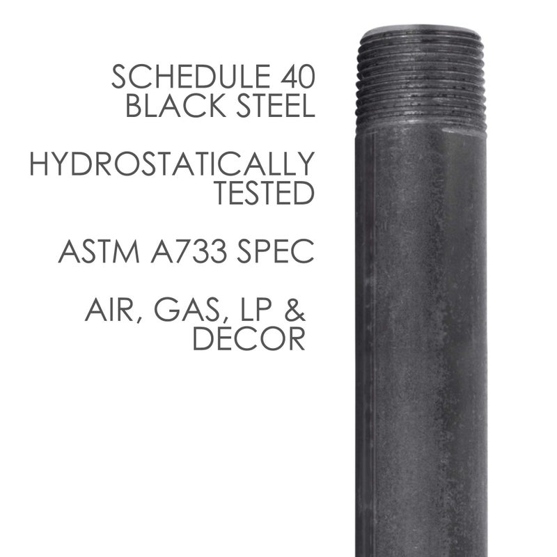 Pipe Decor 1/2" x 5" Malleable Cast Iron Pipe Nipple, Pre Cut Connectors, Industrial Steel Grey Fits Standard Half Inch Black Threaded Pipes Nipples and Fittings, Vintage DIY Furniture, 10 Pack - Image 4